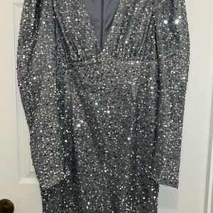 Elegant Silver Sequin Dress